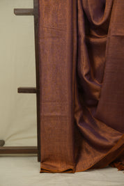 Mauve Plain Tissue Linen Saree with Tassels - SRMPTLS308