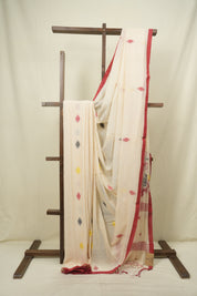 Cream Bengal Mul Cotton Saree - SRCBMCS094