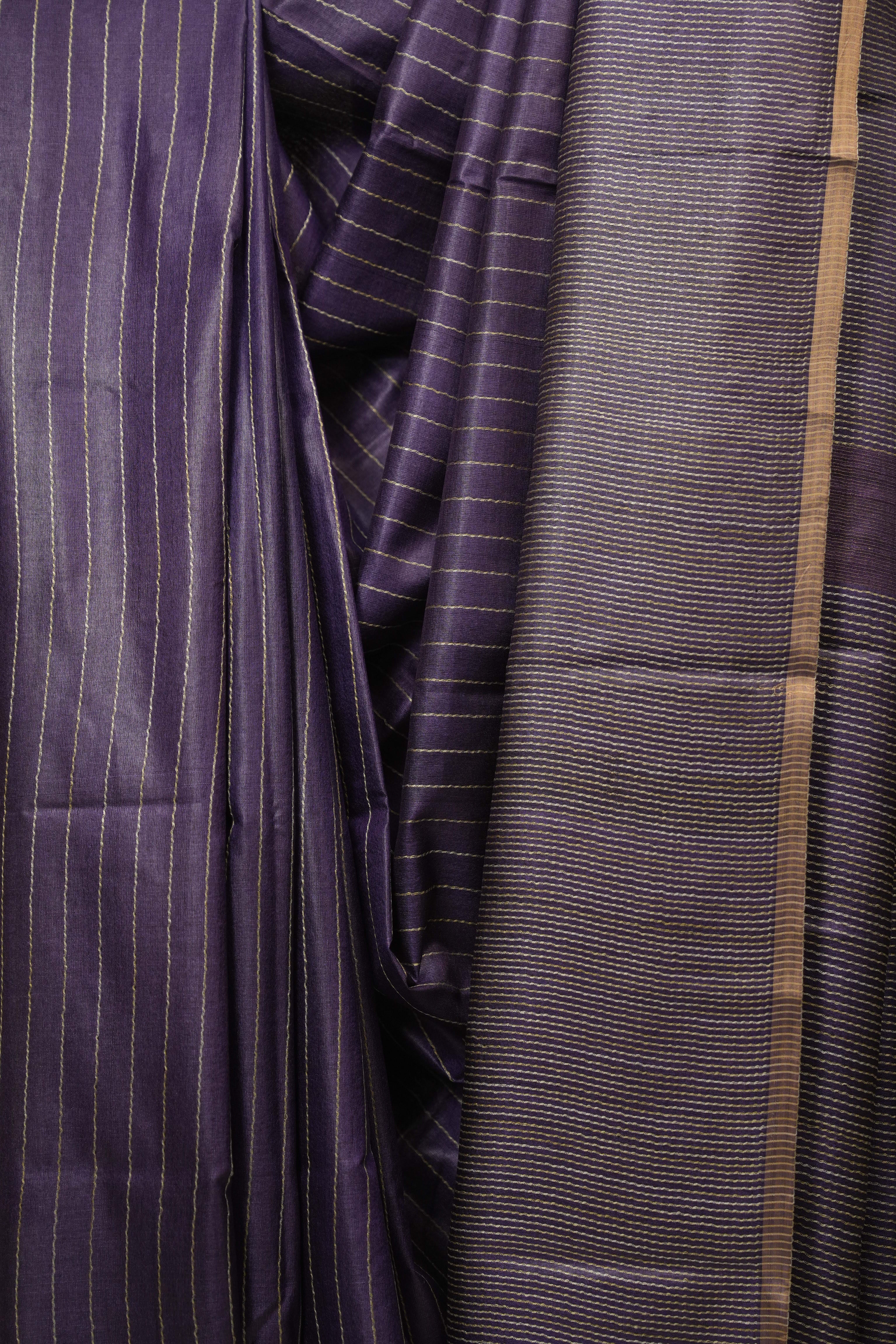 Royal Purple Tussar Silk Saree - SRRPTSS1881