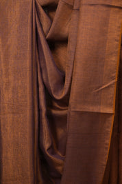 Mauve Plain Tissue Linen Saree with Tassels - SRMPTLS308