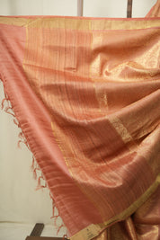 Peach Tussar Silk Saree - SRPTSS1948