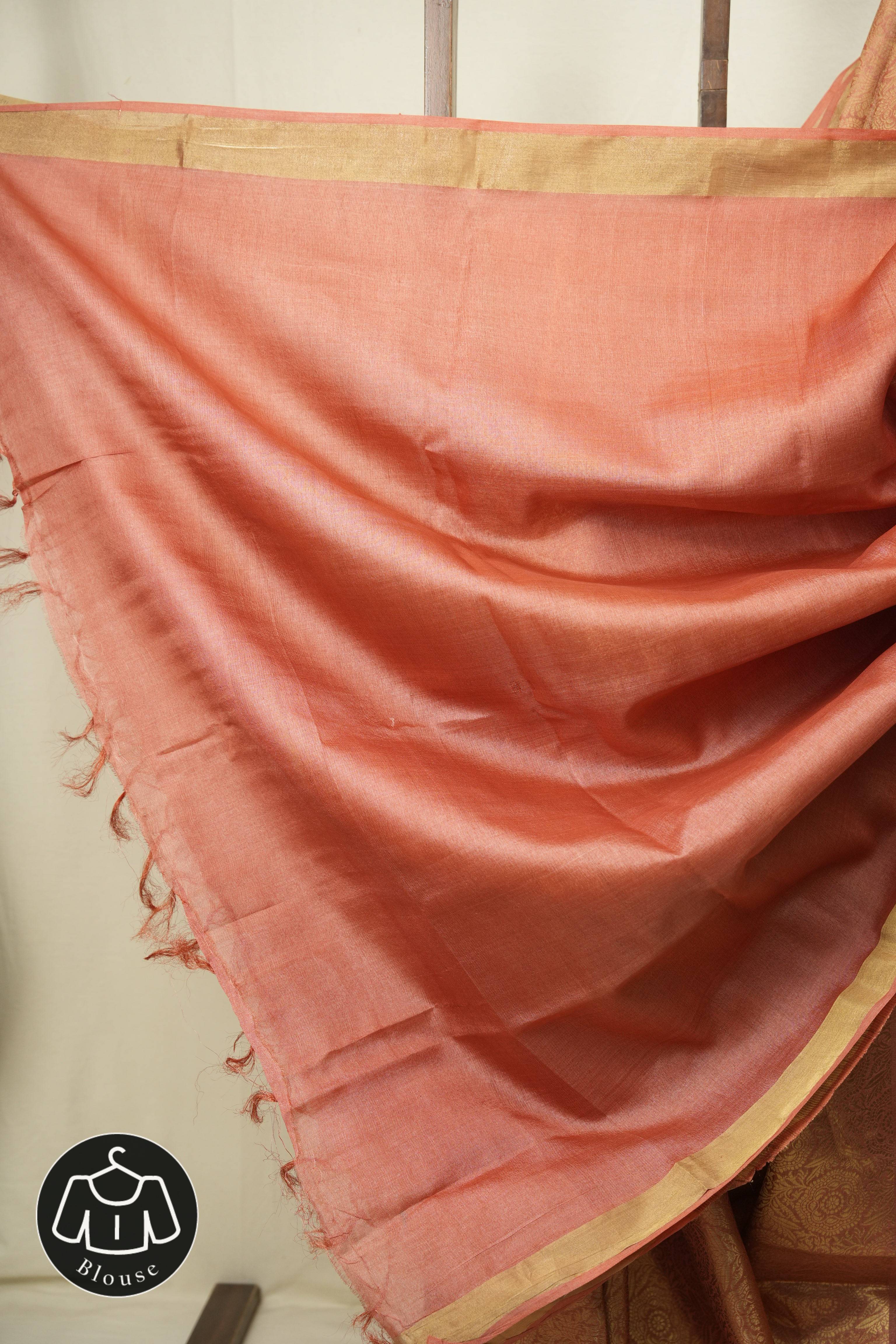Peach Tussar Silk Saree - SRPTSS1948