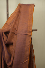 Mauve Plain Tissue Linen Saree with Tassels - SRMPTLS308