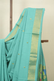 Aqua Cotton Paithani Saree - SRACPS753