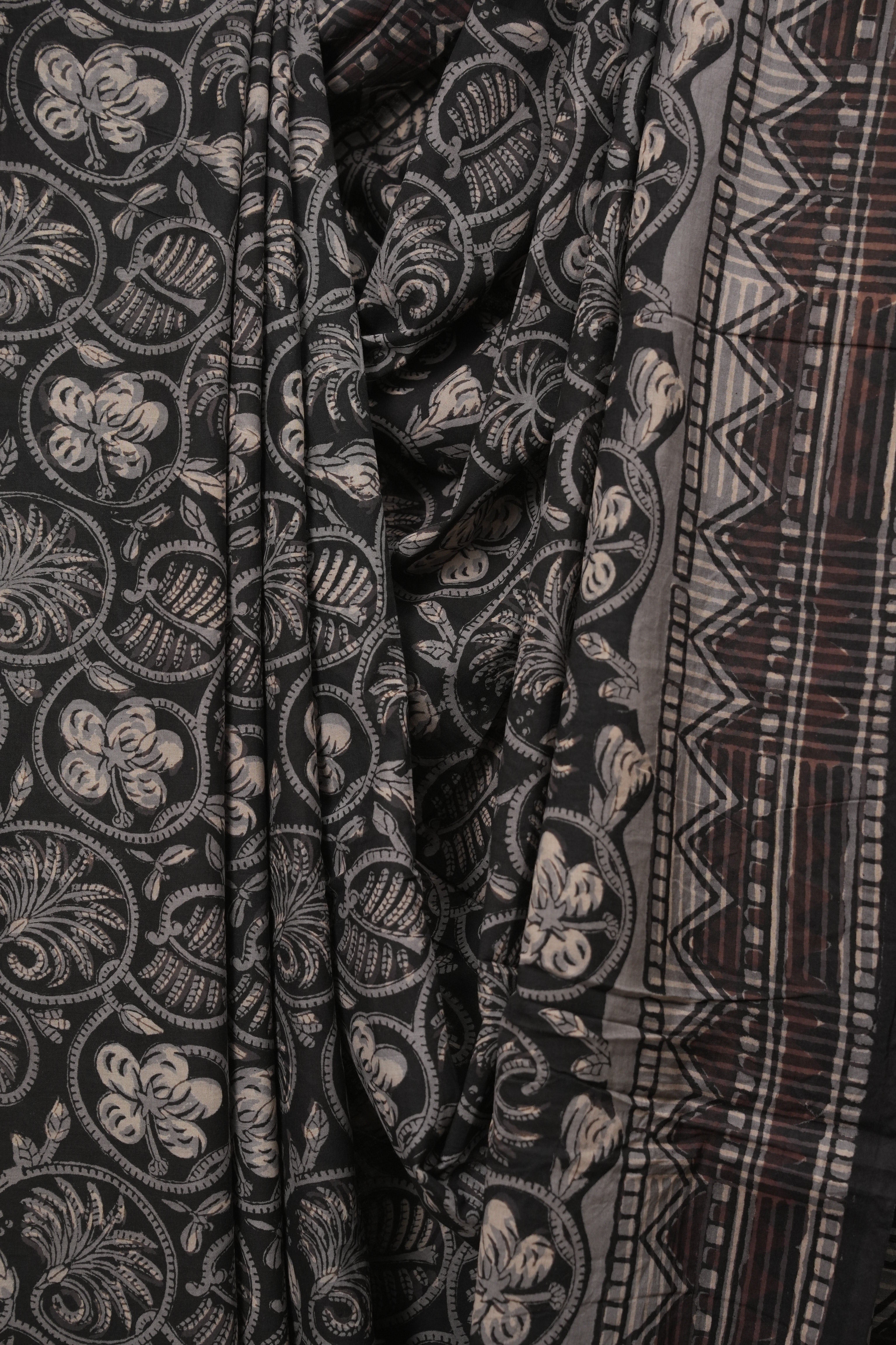 Black HBP Cotton Saree - SRBCS3742