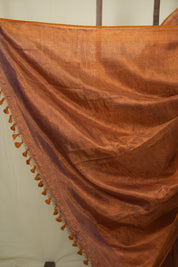 Mauve Plain Tissue Linen Saree with Tassels - SRMPTLS308