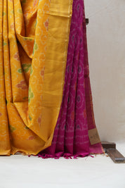 Yellow Raw Silk Ikat Saree - SRYRSS767