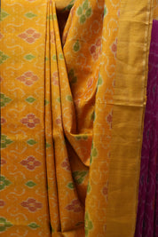 Yellow Raw Silk Ikat Saree - SRYRSS767
