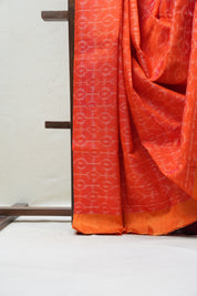 Two Tone Orange Raw Silk Ikat Saree - SRTTORSS757