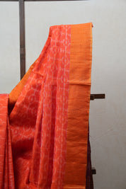 Two Tone Orange Raw Silk Ikat Saree - SRTTORSS757