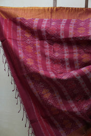 Two Tone Orange Raw Silk Ikat Saree - SRTTORSS757