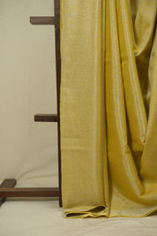 Lemon Yellow Plain Tissue Linen Saree with Tassels - SRLYPTLS307