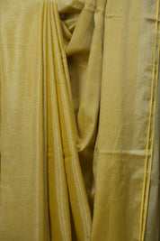 Lemon Yellow Plain Tissue Linen Saree with Tassels - SRLYPTLS307