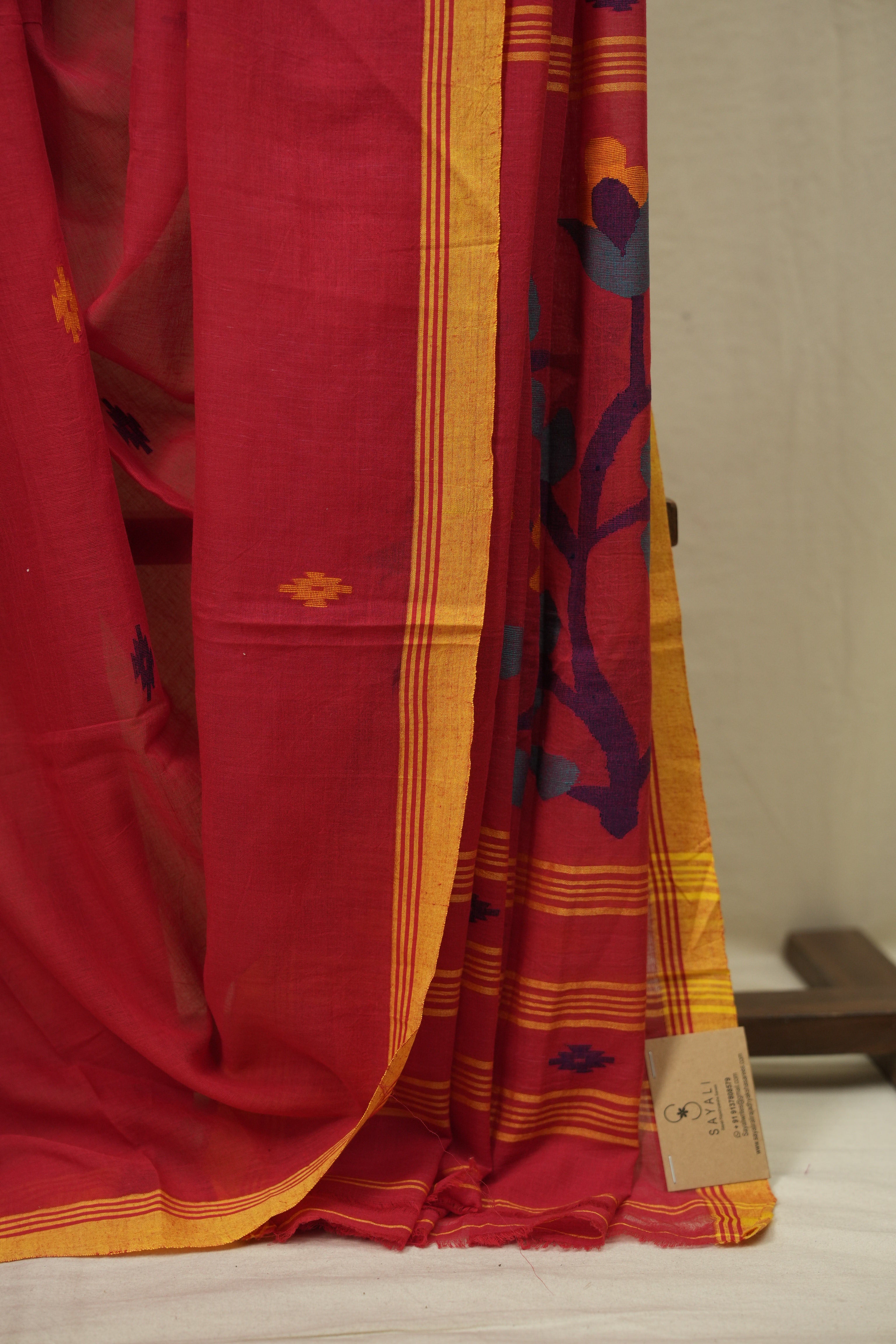 Red Bengal Mul Cotton Saree - SRRBMCS079