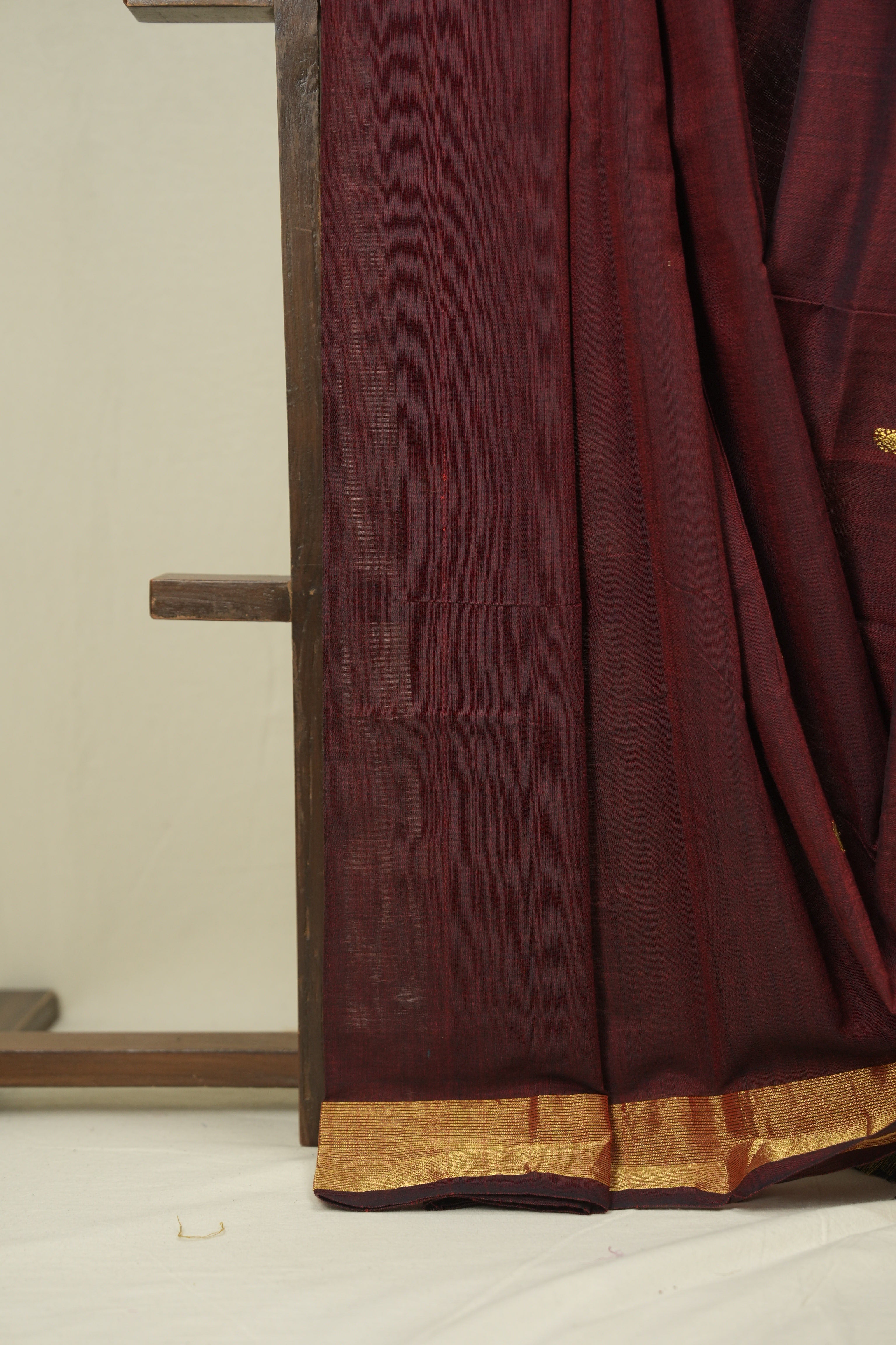 Maroon Cotton Paithani Saree - SRMCPS747
