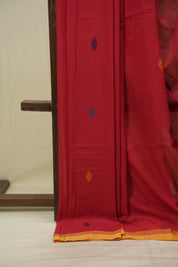 Red Bengal Mul Cotton Saree - SRRBMCS079