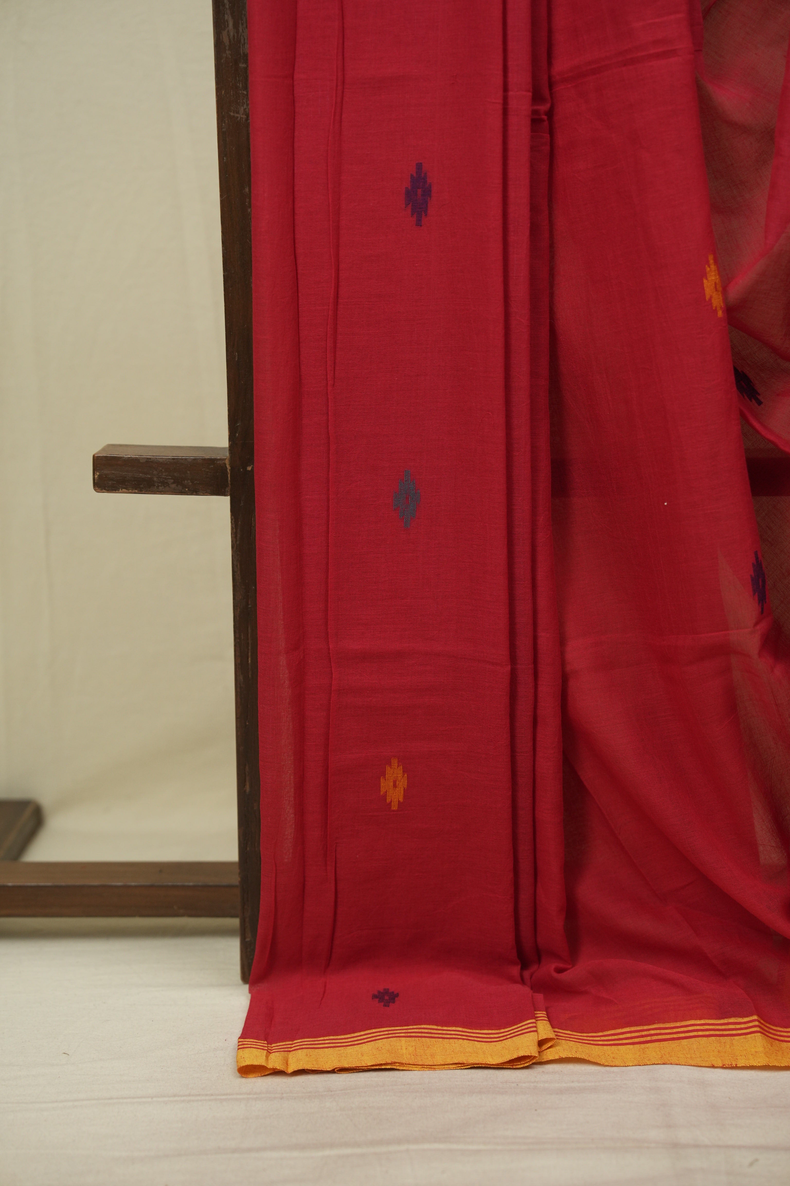Red Bengal Mul Cotton Saree - SRRBMCS079