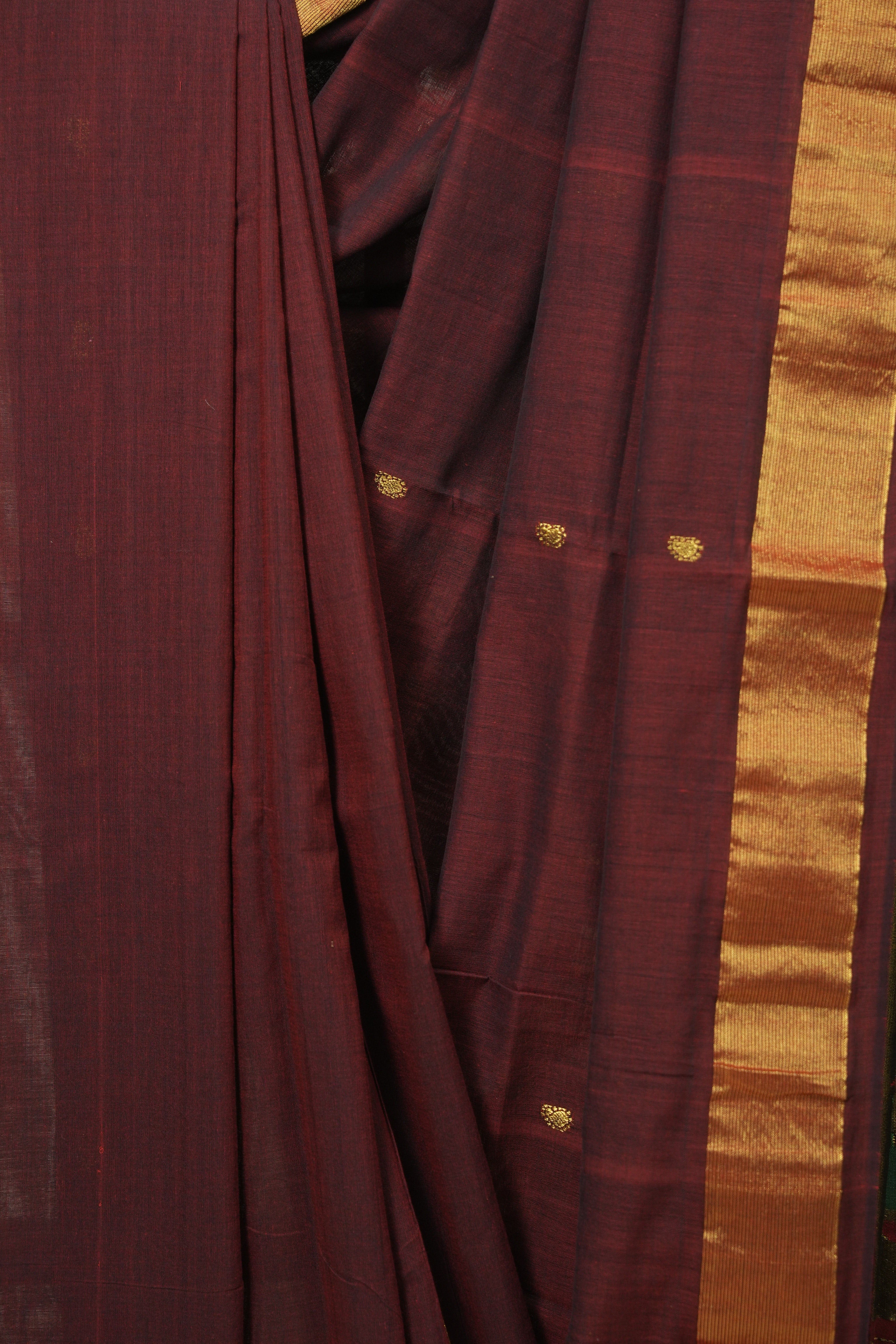Maroon Cotton Paithani Saree - SRMCPS747