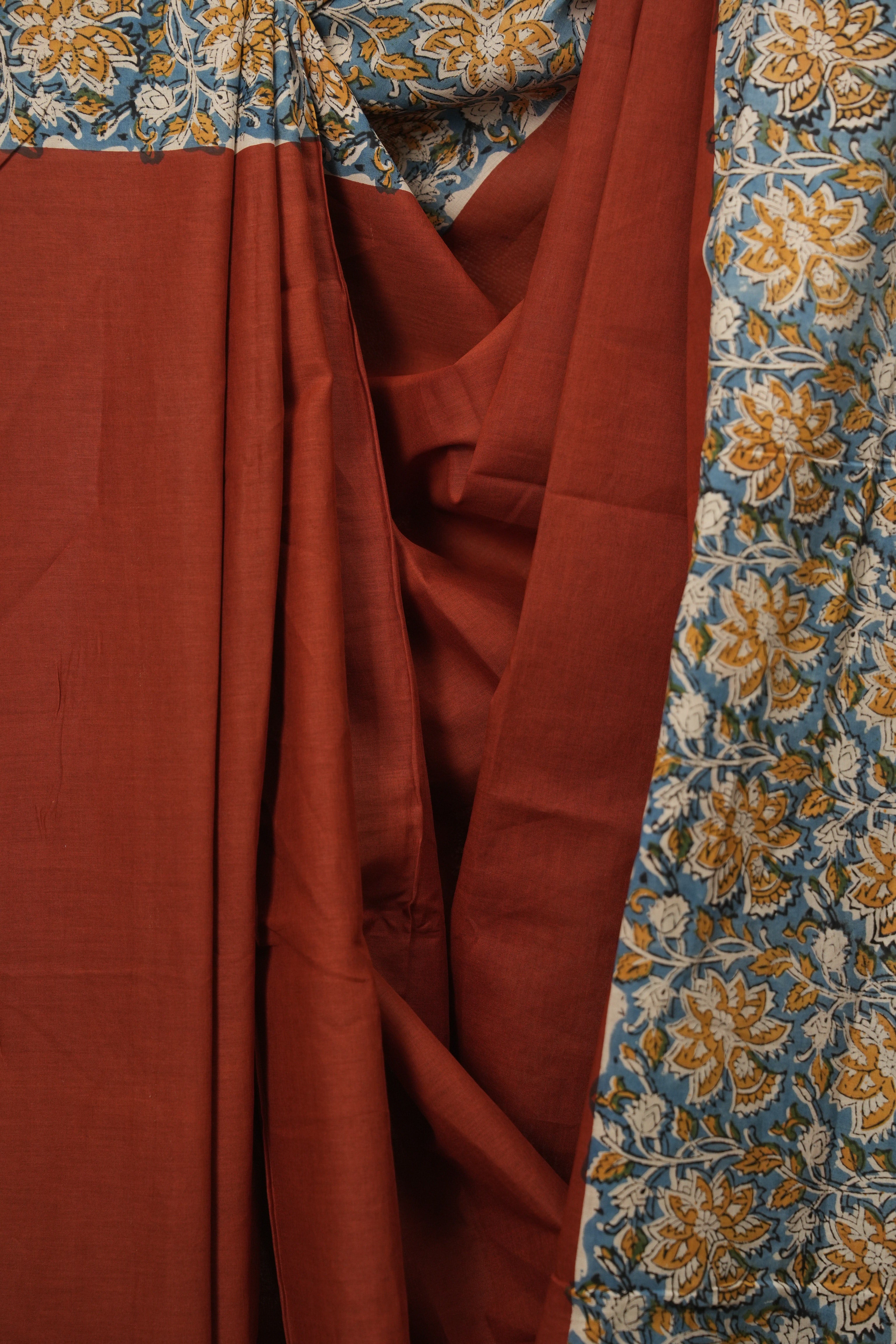 Red HBP Cotton Saree - SRRCS3743