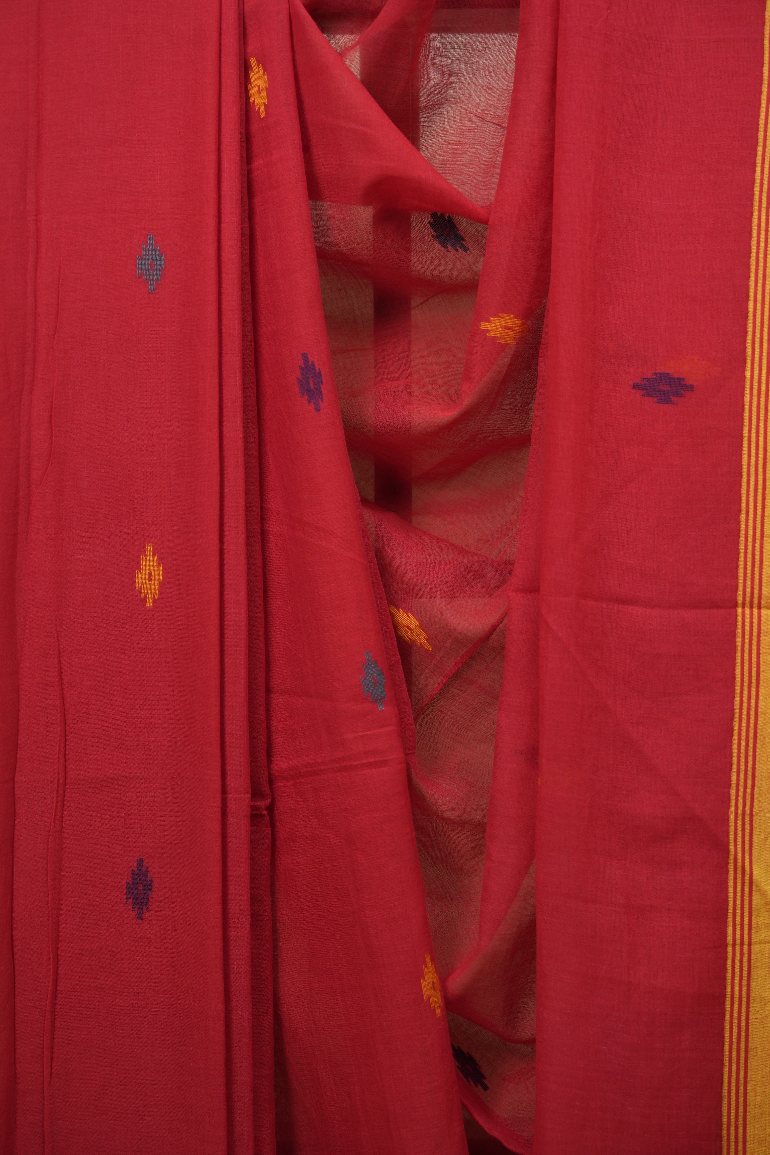 Red Bengal Mul Cotton Saree - SRRBMCS079