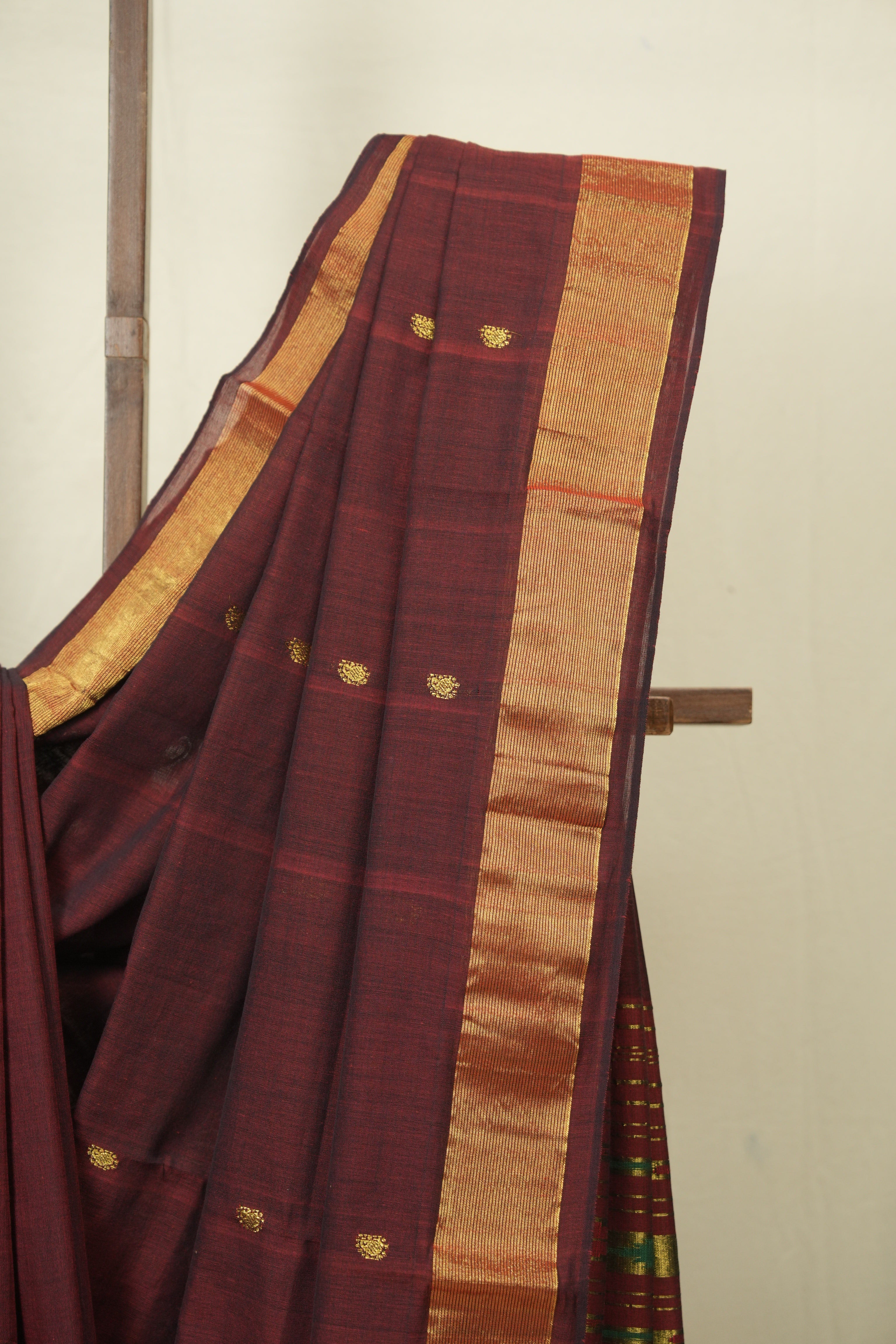 Maroon Cotton Paithani Saree - SRMCPS747
