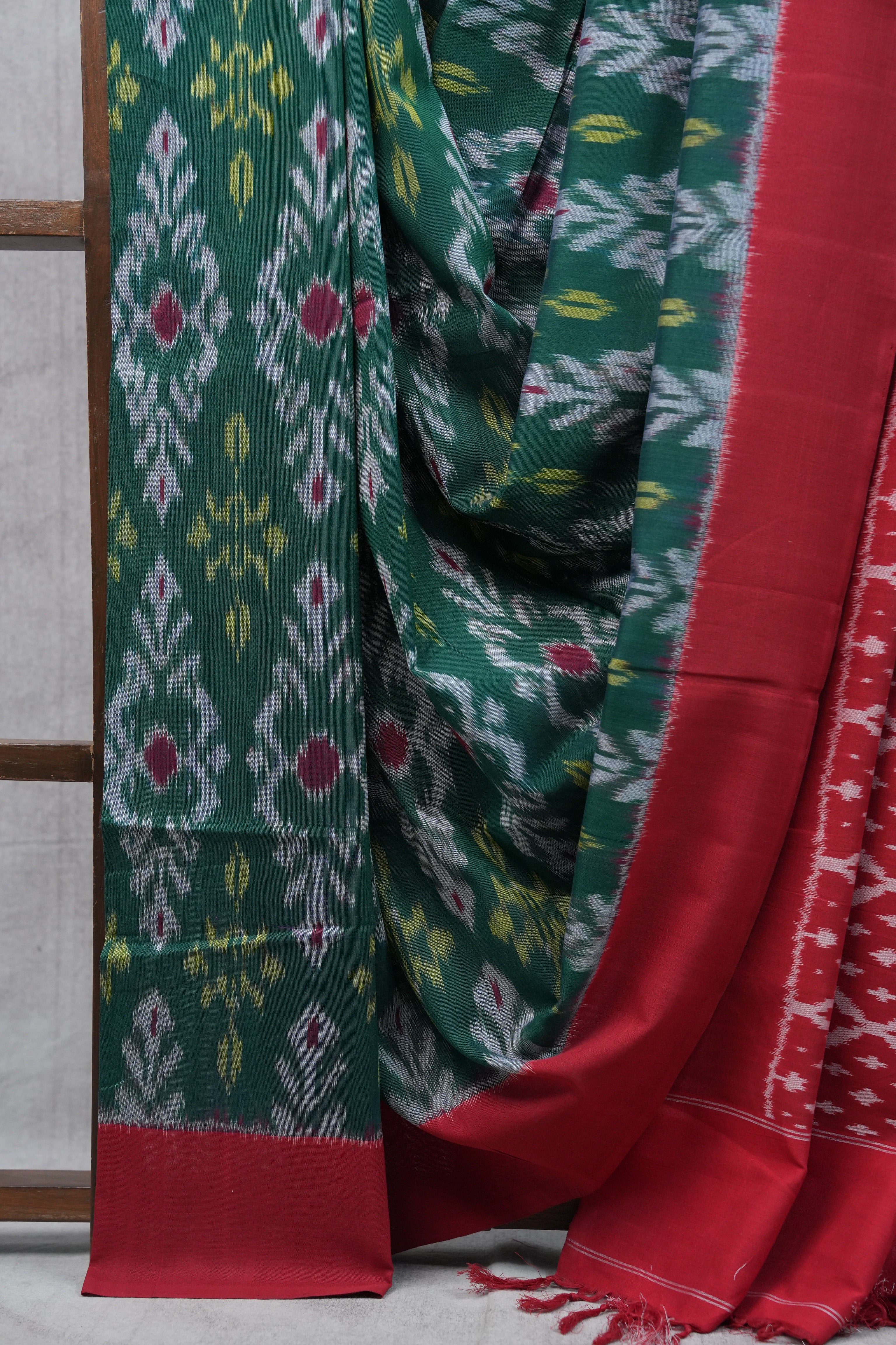 Green Pochampalli Cotton Ikat Saree - SRGPCIS50EX