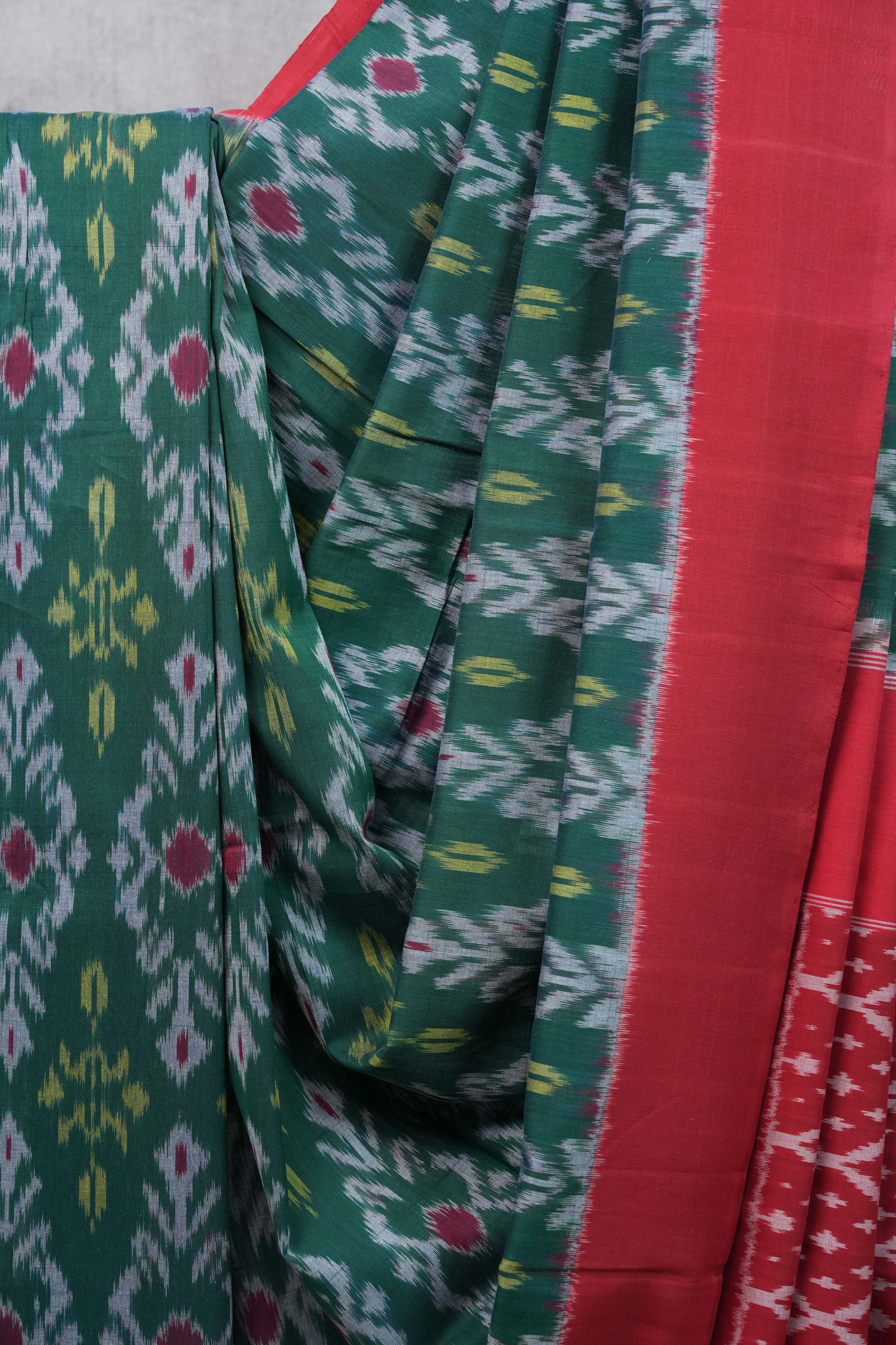 Green Pochampalli Cotton Ikat Saree - SRGPCIS50EX