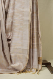 Ivory Raw Silk Saree - SRIRSS1024