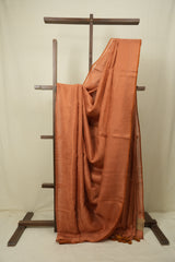 Peach Plain Tissue Linen Saree with Tassels - SRPPTLS306