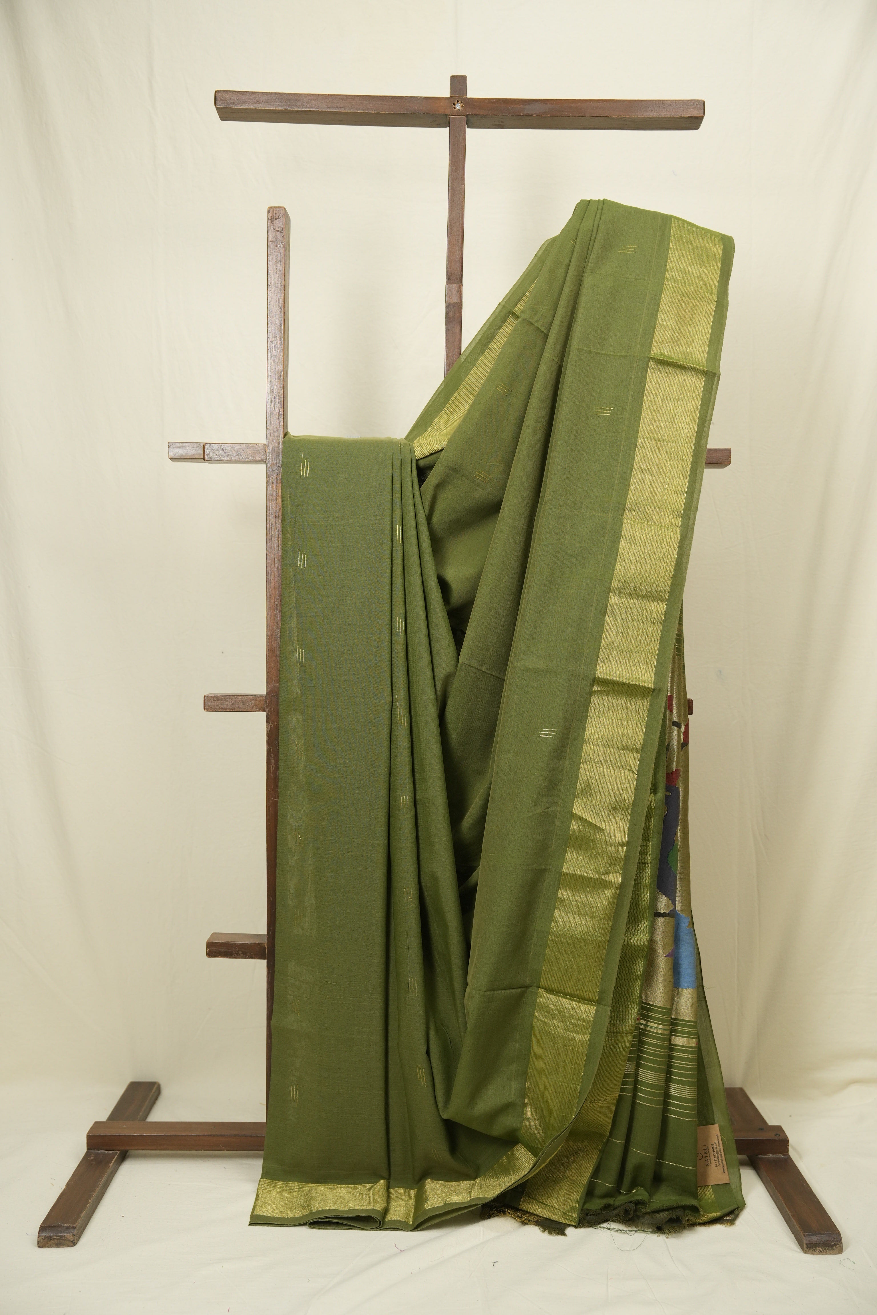 Mehendi Green Cotton Paithani Saree - SRMGCPS748
