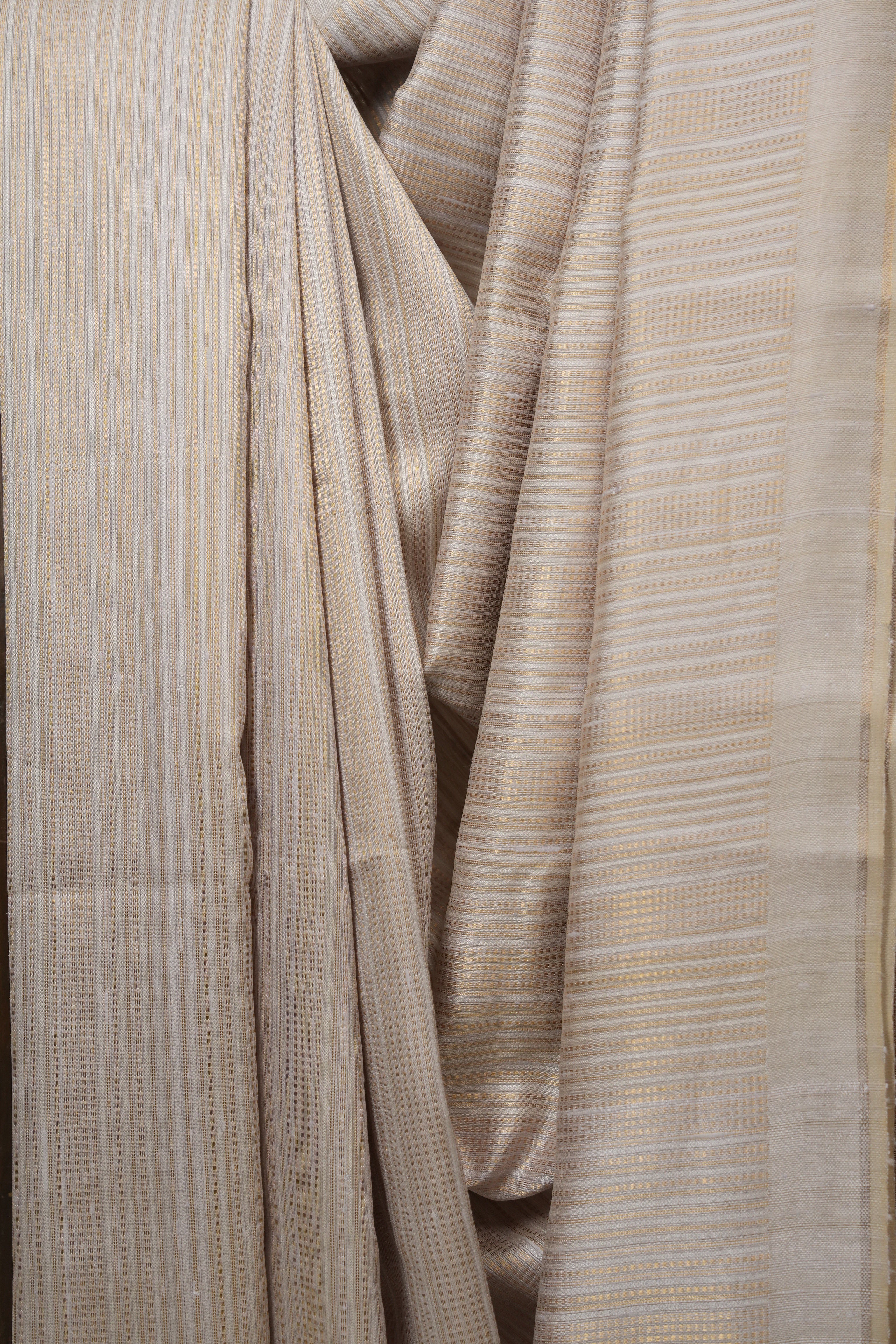 Ivory Raw Silk Saree - SRIRSS1024