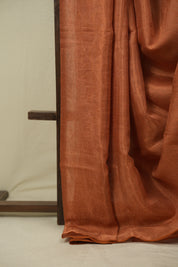 Peach Plain Tissue Linen Saree with Tassels - SRPPTLS306