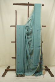 Teal Bengal Mul Cotton Saree - SRTBMCS085