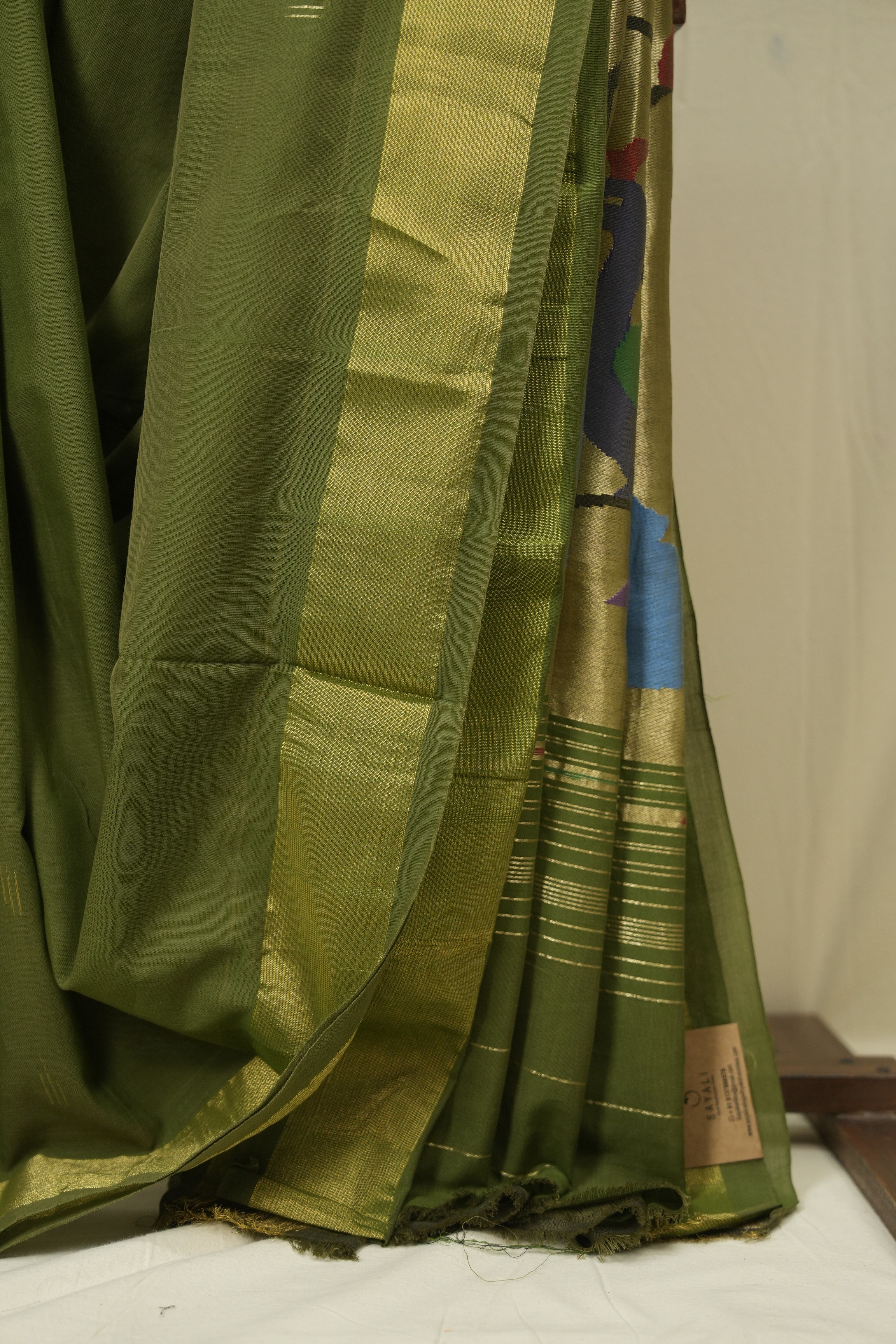 Mehendi Green Cotton Paithani Saree - SRMGCPS748