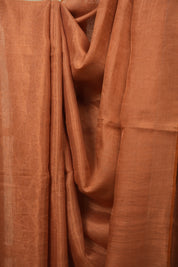 Peach Plain Tissue Linen Saree with Tassels - SRPPTLS306