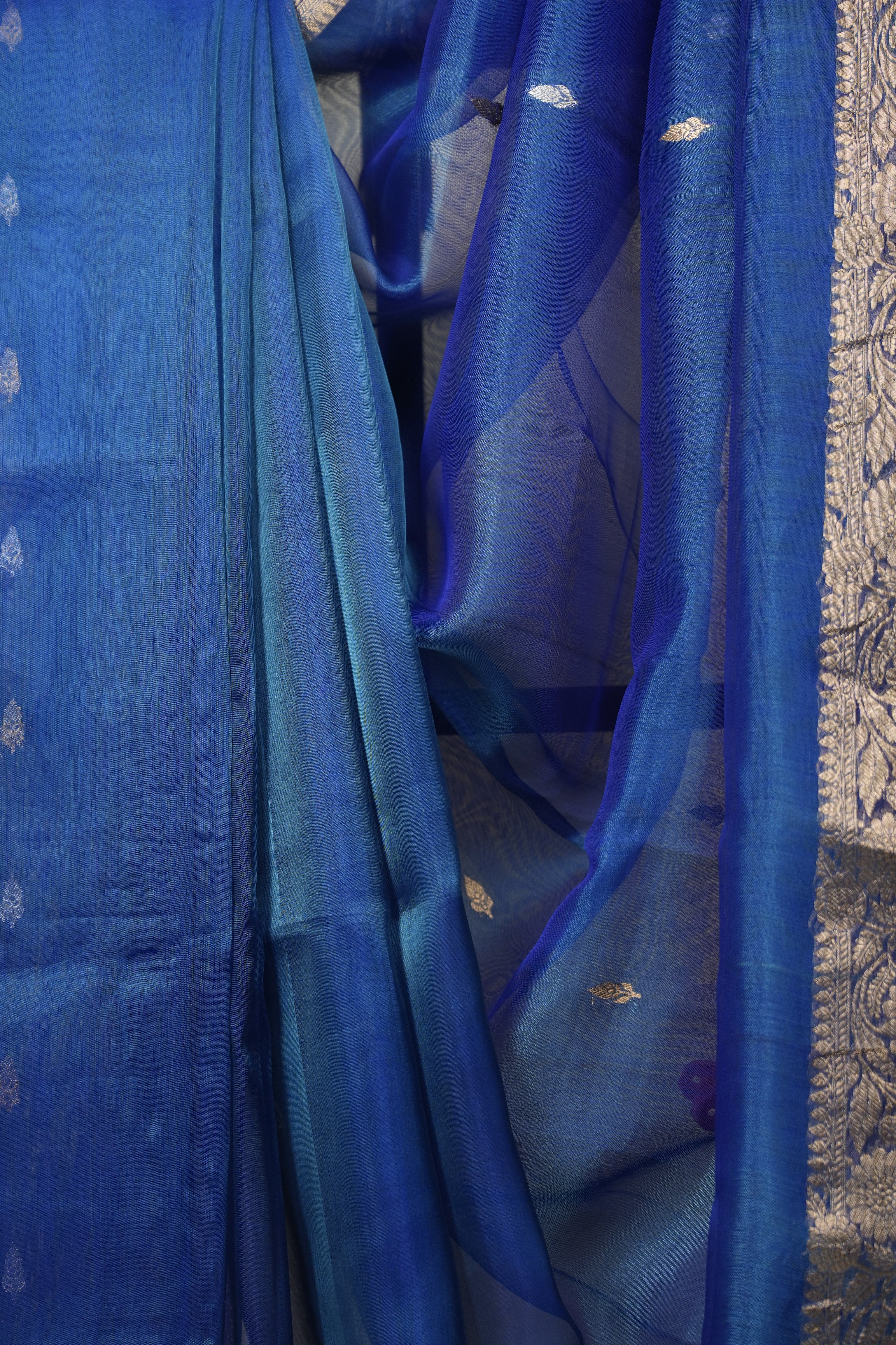 Peacock Blue Tissue Banarasi Silk Saree - SRPBTBSS95