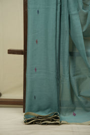 Teal Bengal Mul Cotton Saree - SRTBMCS085