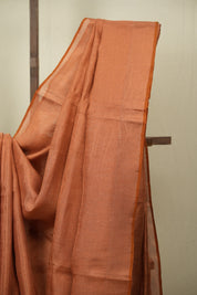 Peach Plain Tissue Linen Saree with Tassels - SRPPTLS306