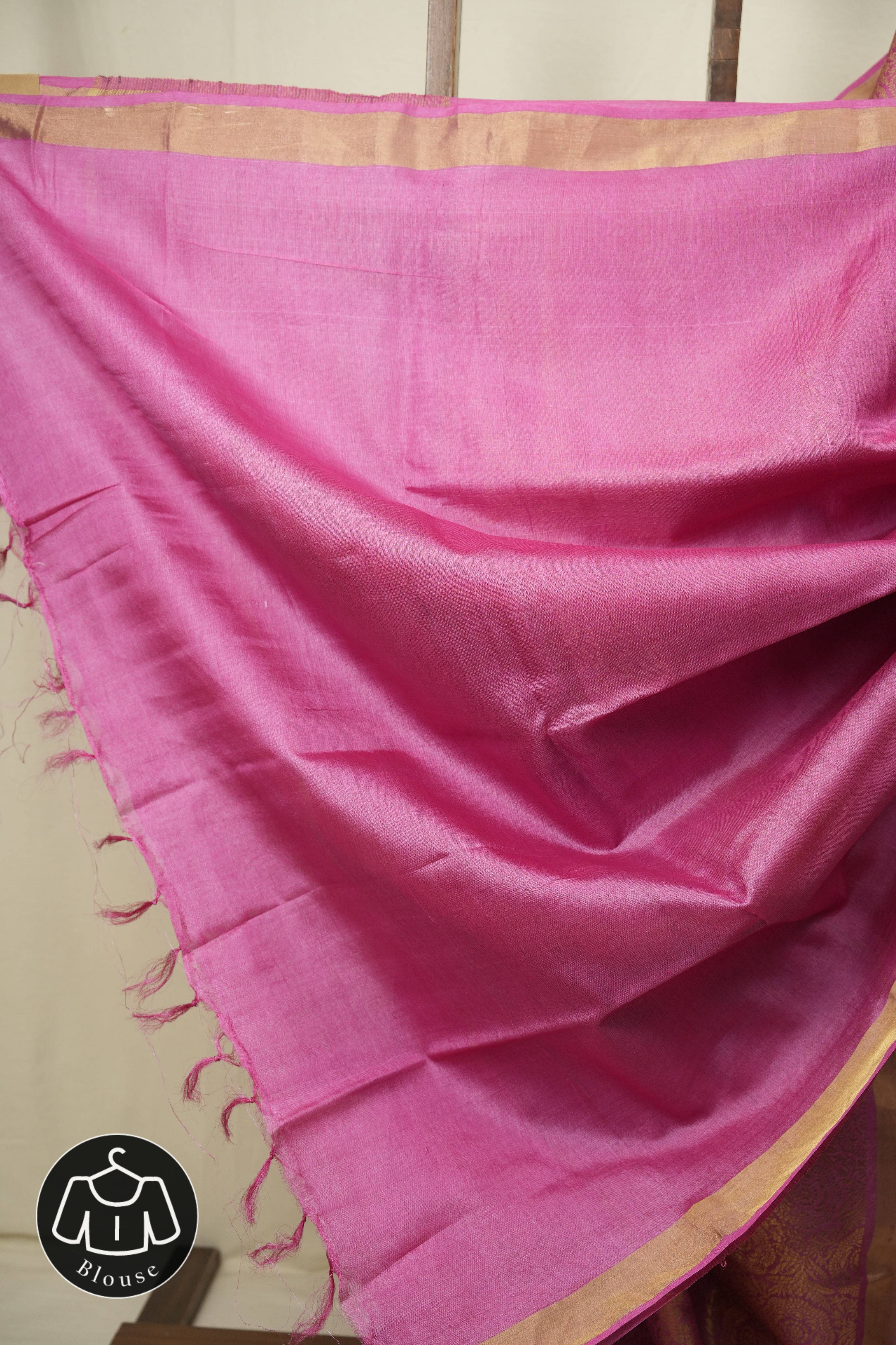 Pink Tussar Silk Saree - SRPTSS1949