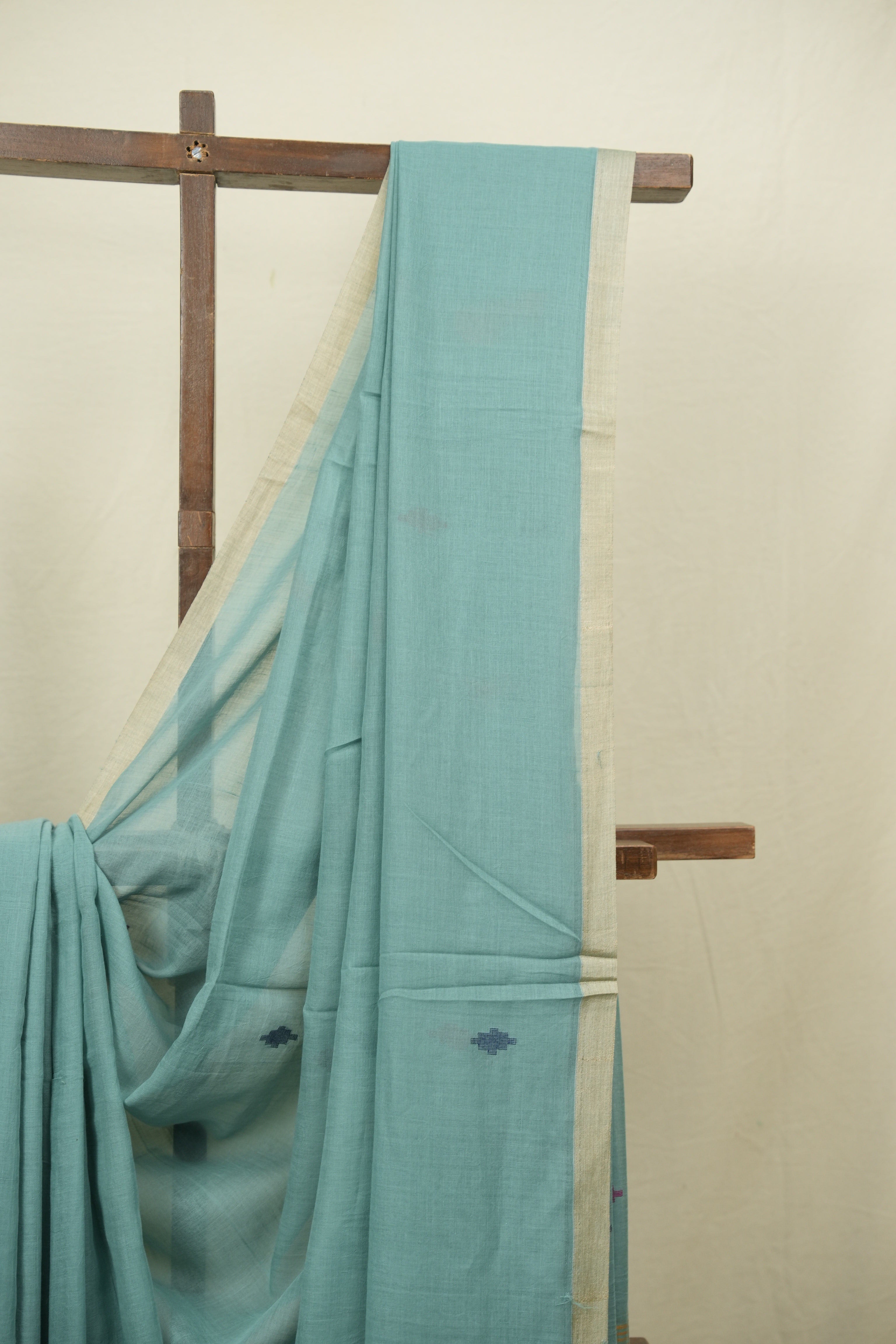 Teal Bengal Mul Cotton Saree - SRTBMCS085