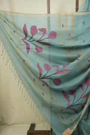 Teal Bengal Mul Cotton Saree - SRTBMCS085
