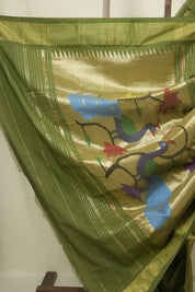 Mehendi Green Cotton Paithani Saree - SRMGCPS748