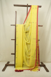 Lemon Yellow Bengal Mul Cotton Saree - SRLYBMCS073