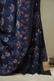 Navy Blue HBP Cotton Saree - SRNBCS3621