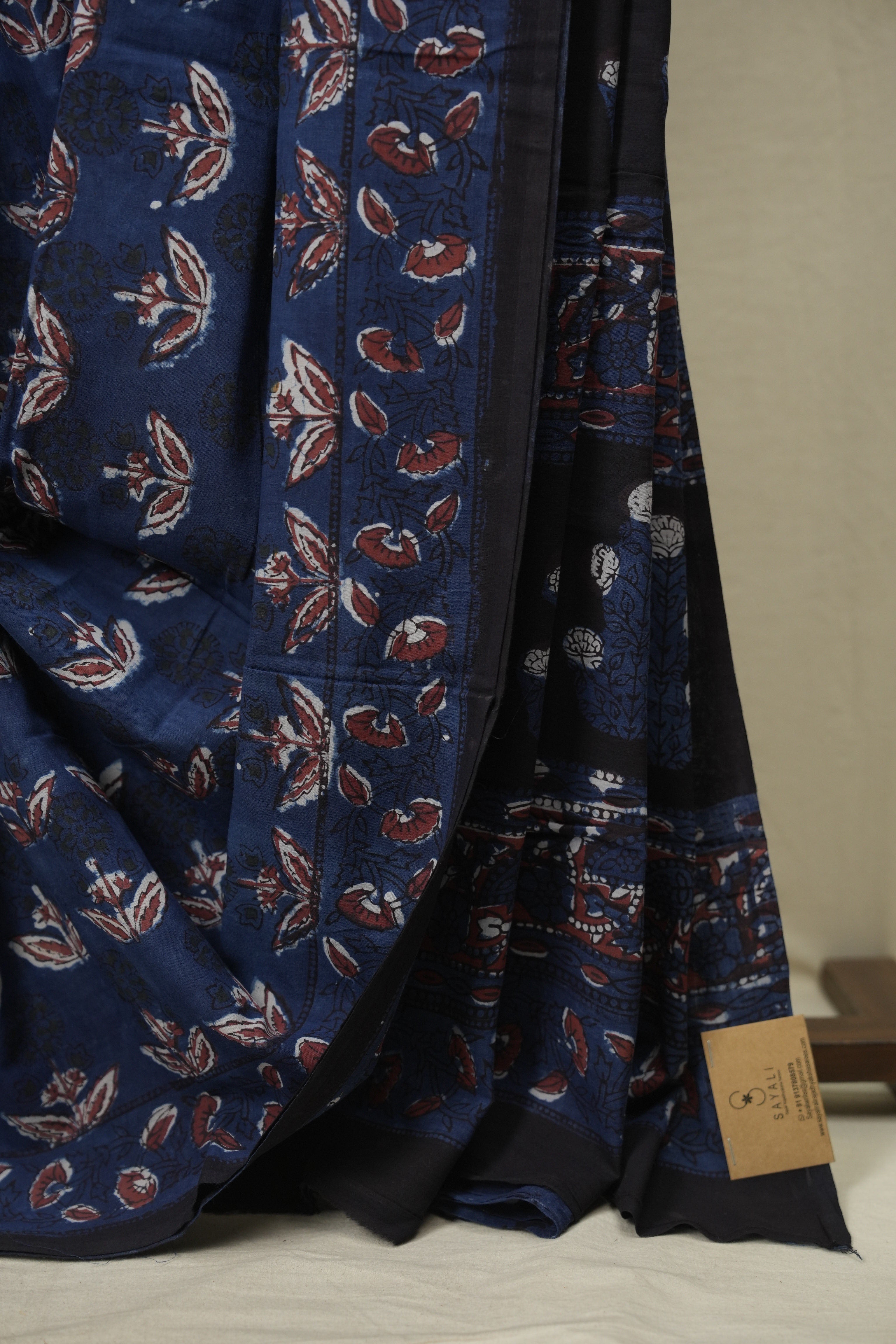 Navy Blue HBP Cotton Saree - SRNBCS3621