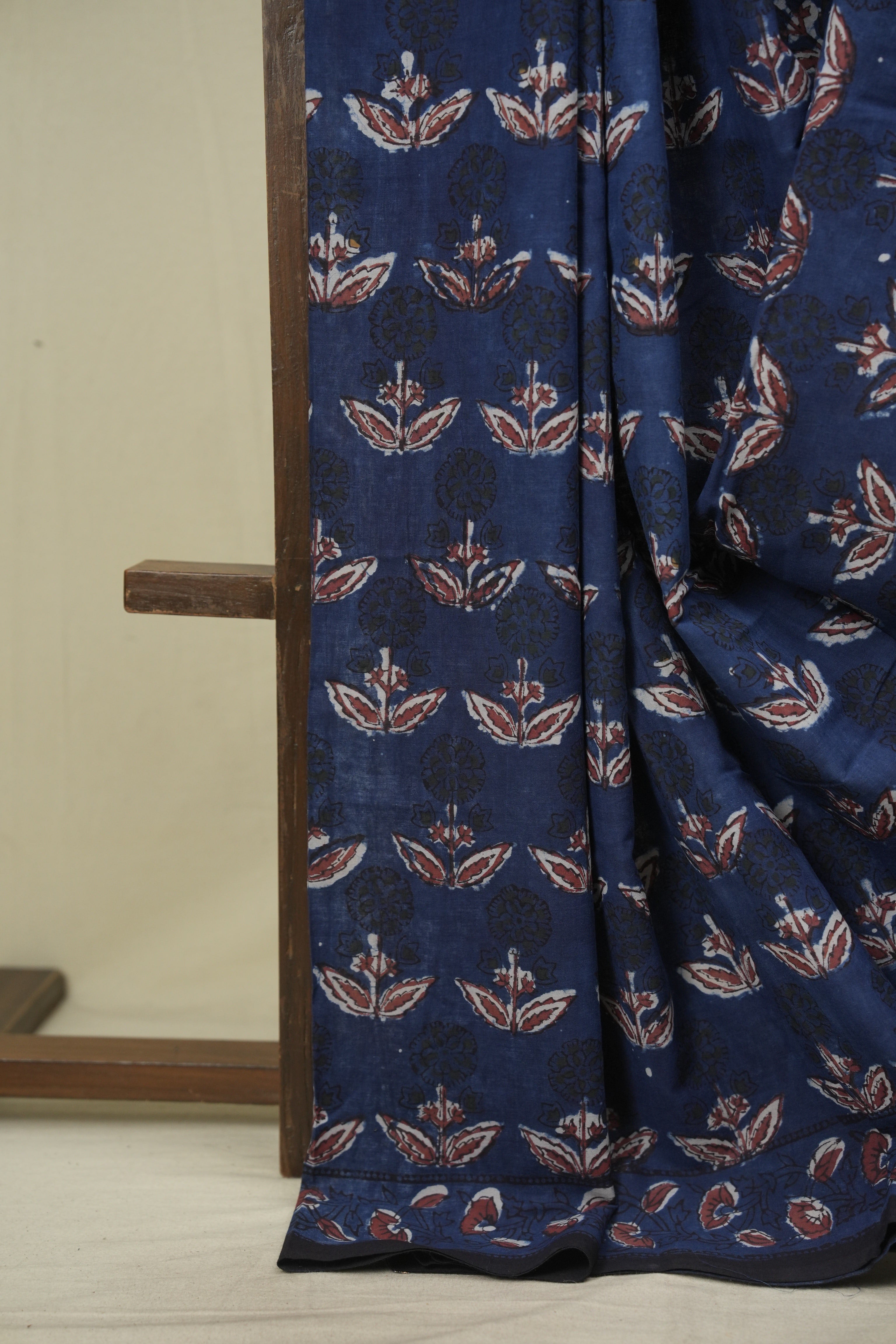 Navy Blue HBP Cotton Saree - SRNBCS3621