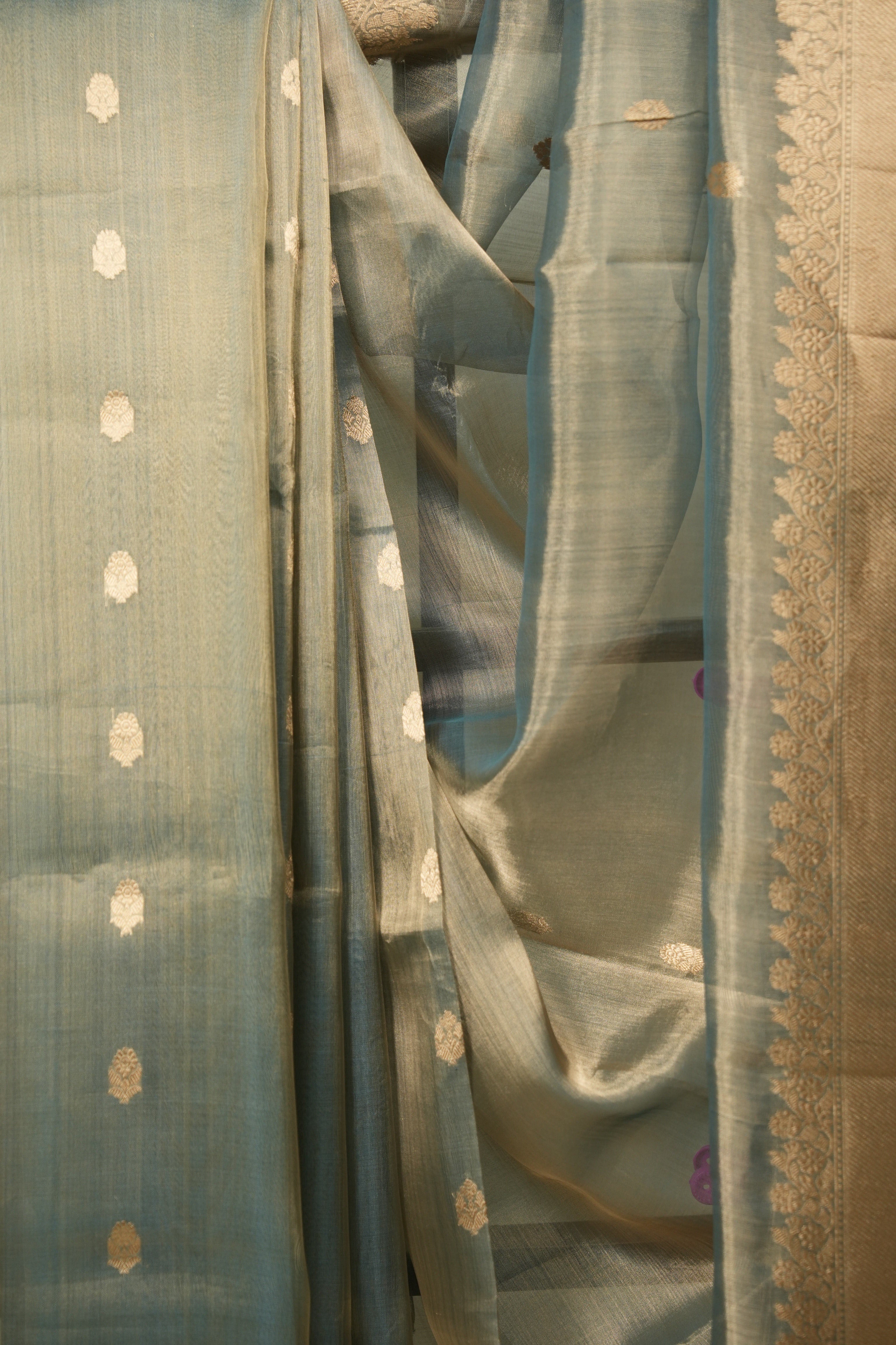 Sky Blue Tissue Banarasi Silk Saree - SRSBTSS115