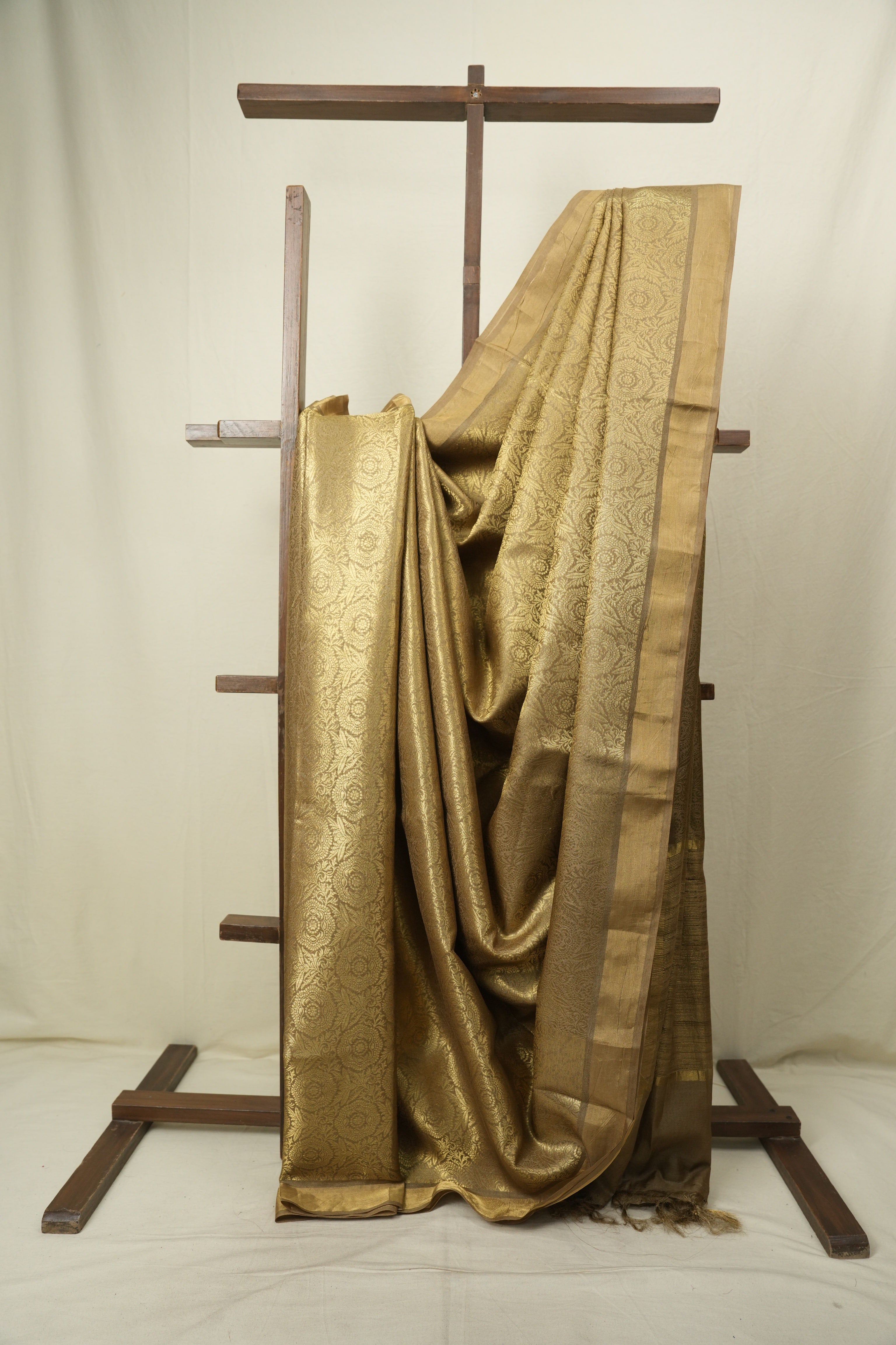 Khaki Tussar Silk Saree - SRKTSS1952
