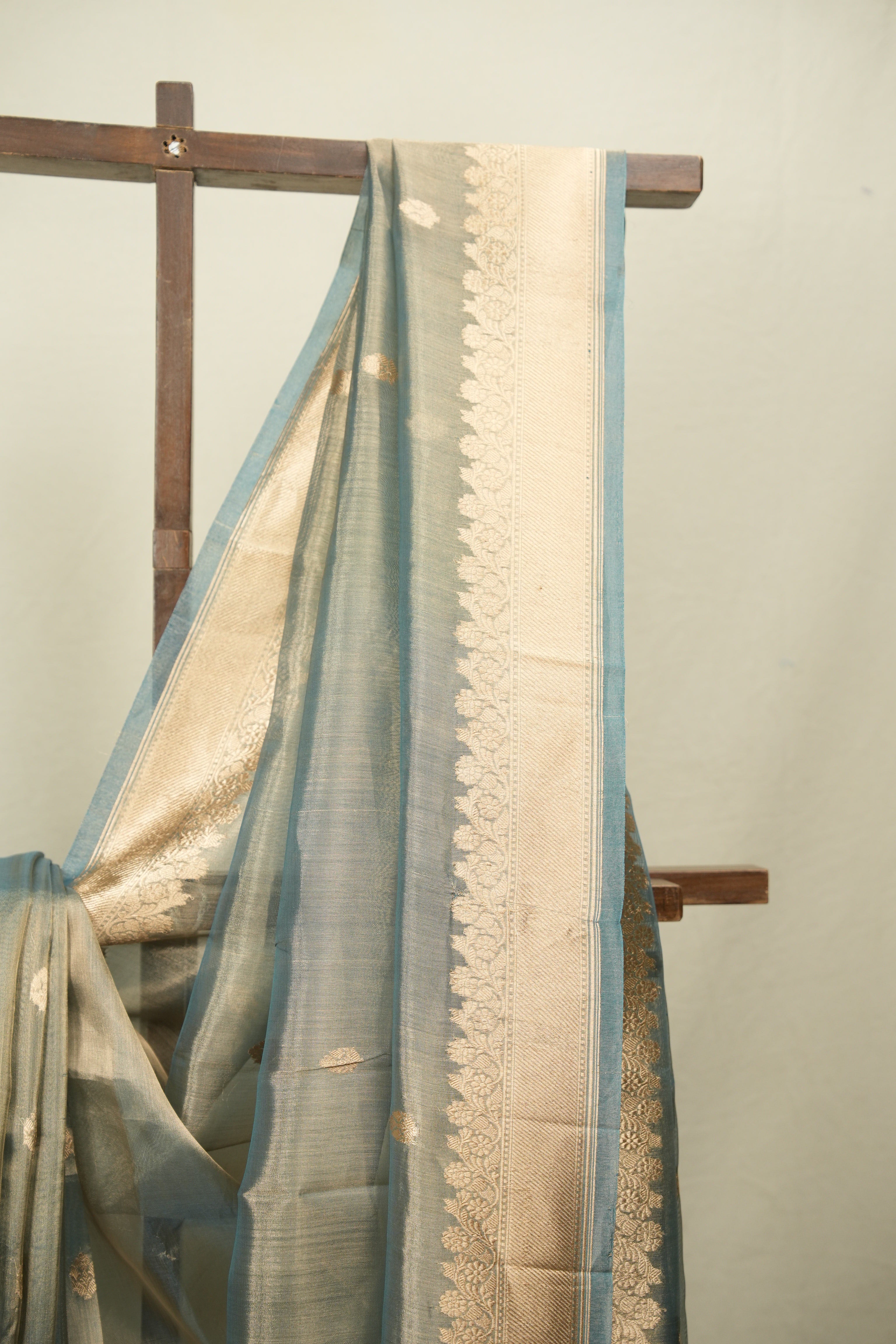Sky Blue Tissue Banarasi Silk Saree - SRSBTSS115