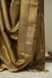 Khaki Tussar Silk Saree - SRKTSS1952